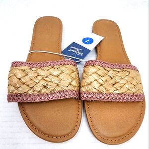 New‎ Universal Thread Boho Sandals Raffia Slides Woven Beach Sandals Size 7